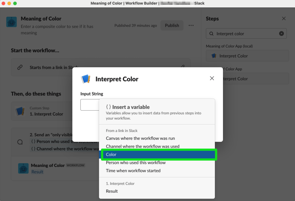 Configuring function inputs in Workflow Builder