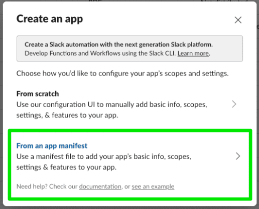 Create app from manifest