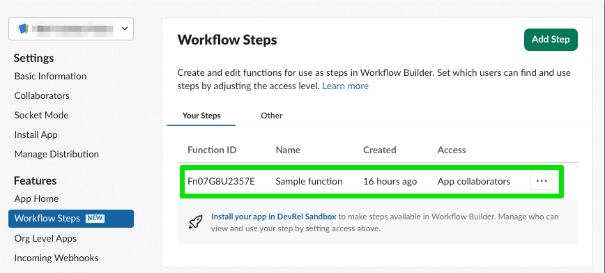 Workflow step