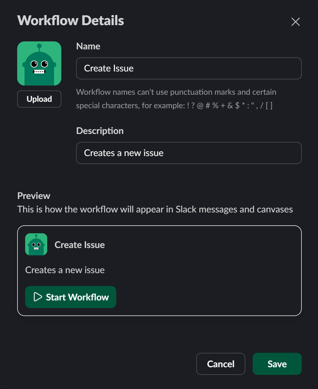 Workflow details