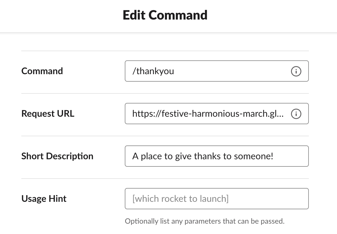 Slash command details